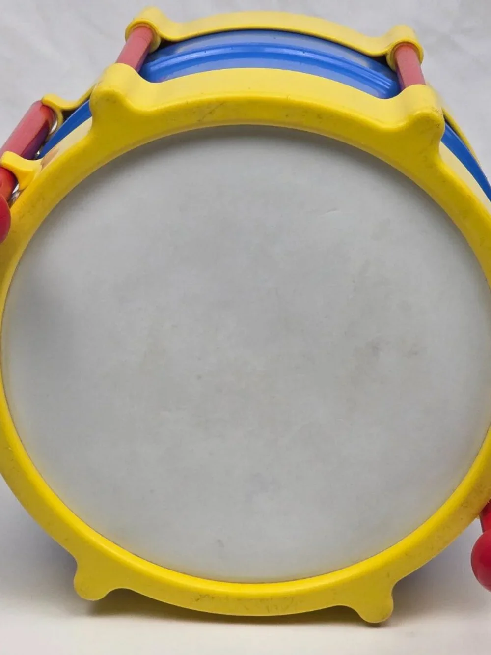 Vintage Little Tikes Toy Drum w/ Drumsticks Red Blue Yellow Plastic Musical Drum